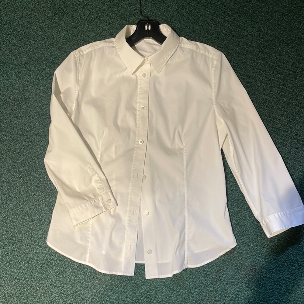 PRADA WHITE COTTON SHIRT WITH 3/4 SLEEVES SIZE 46 - BUT U KNOW PRADA RUNS SMALL